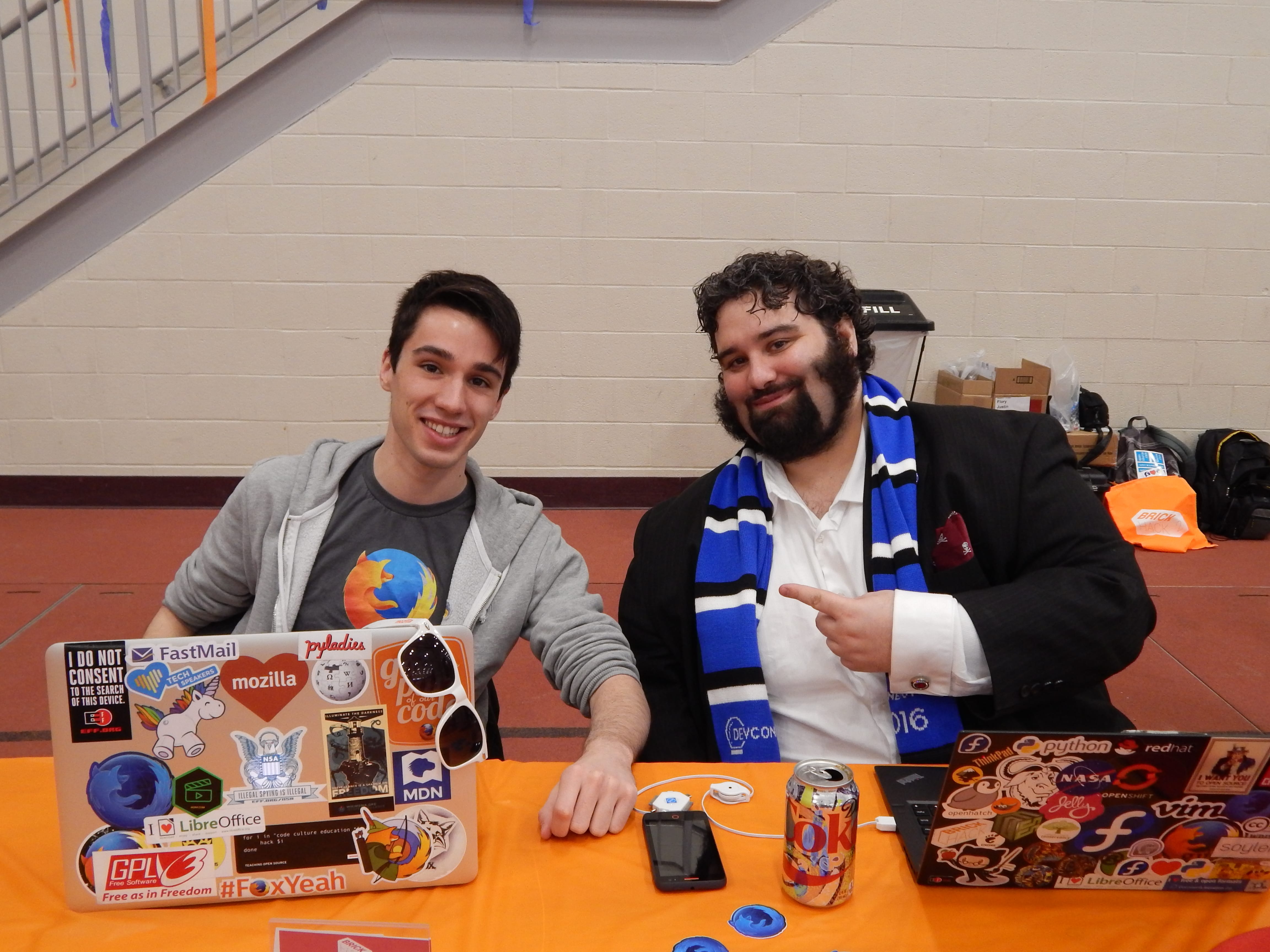 BrickHack 2016: Mozillan Mike Nolan (nolski) and Fedoran Remy DeCausemaker (decause)