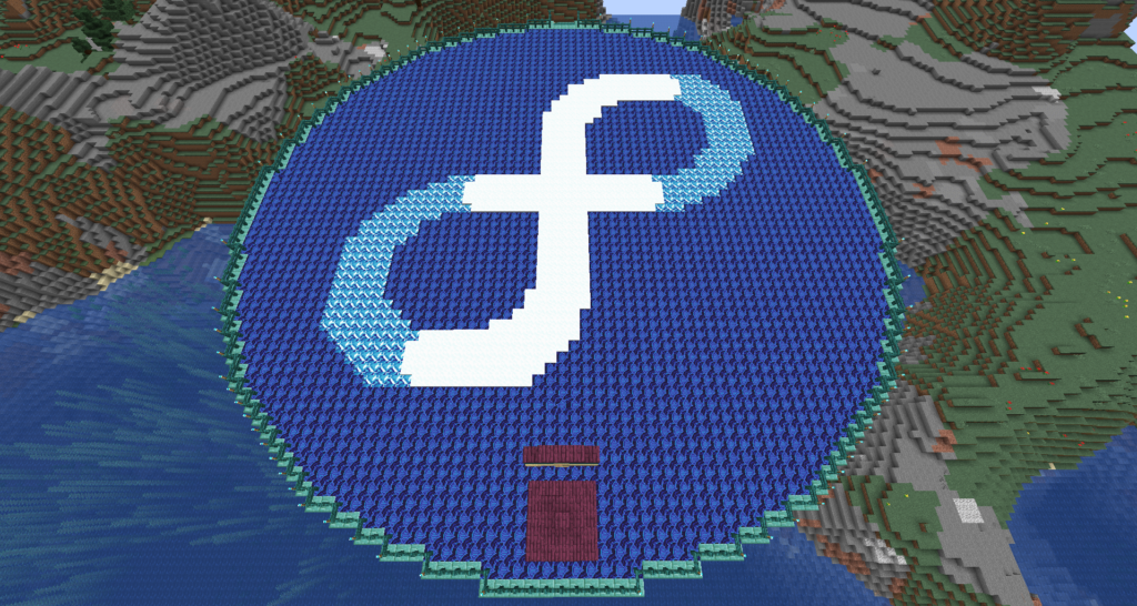 Screenshot of the spawnpoint on the Fedora Minecraft/Spigot server.
